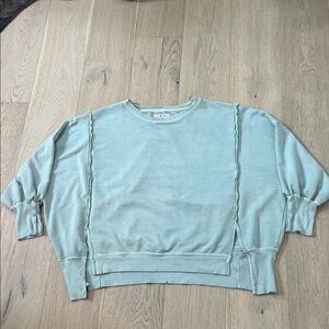 Free People, We The Free Light Sage Boxy Pullover lightweight sweatshirt.